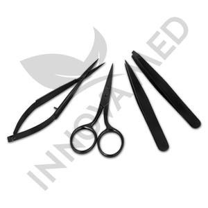 Ensemble d'outils à sourcils professionnels avec pinces à épiler précises et pinces inclinées en finition noire plasma de qualité supérieure - Product Image 1