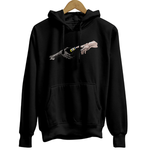 Sudadera con Capucha de Bordado Gráfico de Energía, para Hombre, Negra, Estilo Urbano, Holgada, con Estampado Artístico, Moda de Invierno - Product Image 1