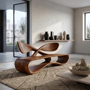 Panca Moderna in Legno Massello, Seduta Organica in Legno, Arredamento di Design Artigianale, Pezzo di Lusso per Soggiorno - Product Image 4