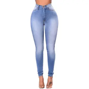أحدث تصميم جديد 2024 جينز أزرق بطول كامل عالي الخصر من صانعي القطع الأصلية جينز نسائي من قماش الدنيم جيوب حريمي ذات جيوب حادة