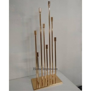 Lujoso diseñador llamativo aspecto chapado en oro MARCO DE Metal resistente grandes centros de mesa de boda y suministros de decoración - Product Image 2