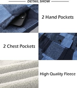 Veste à capuche pour homme de haute qualité, chaude, à motif à carreaux, doublée de polaire polaire, à manches longues, coupe classique, poids lourd - Product Image 3