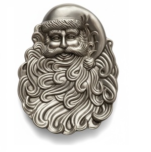 Plateau en aluminium gaufré de style vintage avec visage de Père Noël, plateau à biscuits de Noël moderne du milieu du siècle et plat de service, décoration d'intérieur - Product Image 1