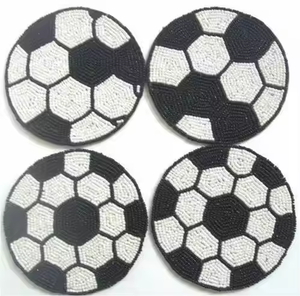 Posavasos con cuentas bebidas tapas de té tazas posavasos con cuentas de vidrio forma redonda 5 pulgadas posavasos de colores de diseño múltiple aleatorio - Product Image 5