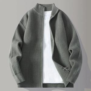 Suéter Cárdigan de Punto para Hombre, Estilo 2025, Cierre de Cremallera, Color Puro, Cuello Alto, Moda Coreana, Otoño Invierno - Product Image 6