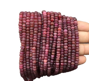 Genuino hermoso 13 "largo hilo teñido rojo rubí piedra preciosa facetada Rondelle cuentas para la fabricación de joyas al por mayor - Product Image 1