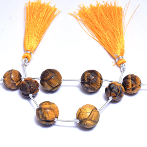 Cuentas redondas esmeriladas de ojo de tigre de 12mm-14mm, piedras preciosas naturales de ojo de tigre amarillo, cuentas sueltas semipreciosas para joyería. - Product Image 3
