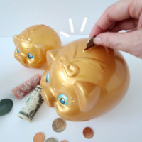 [ALS] Tirelire en forme de cochon doré, symbole de la chance et de la richesse, boîte de rangement décorative, tirelire en forme de cochon doré XXL