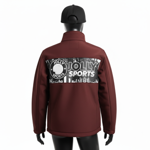 Veste Softshell pour femmes GSM Triple couche en marron avec panneau de poitrine noir et logo personnalisé par transfert thermique Veste Softshell pour femmes - Product Image 2