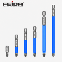 Embout de tournevis Phillips antidérapant FEIDA S2 PH2, magnétique puissant, tige hexagonale de 1/4 pouce, 25-150 mm pour perceuse électrique