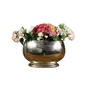 Vase en aluminium nickelé brut, centre de table de mariage, pot à fleurs moderne pour la décoration des tables à la maison - Product Image 1