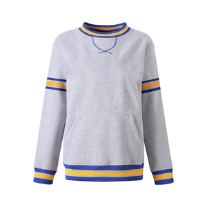 Sweat-shirt doublé en laine grise imprimé SGRho pour femme, col rond, tricoté, respirant, écologique, coupe-vent, en polyester et coton - Product Image 1