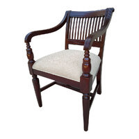 Sillón de Madera Tradicional Antiguo con Asiento Tapizado para Muebles de Hogar, Sala de Estar, Comedor, Dormitorio, Bar - Product Image 4