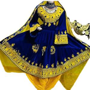 Vestido Afgano Kuchi Azul Turquesa para Mujer, Vestido Tradicional Bordado en Seda para Fiestas y Bodas - Product Image 6