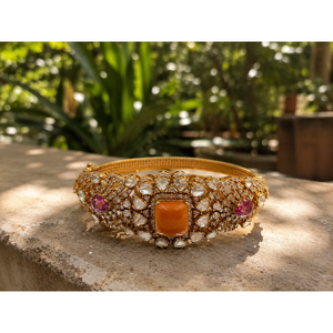 Aarunya Coral Pearl Diamond Polki Beaded <b>Bracelet</b>-Bohemian Religious Trendy Party Gift - Product Image 1