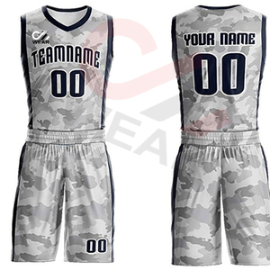 Conjuntos de uniformes de baloncesto personalizados en blanco y negro, transpirables, transferencia de calor, diseño de impresión de talla grande, nombre, número, antibacteriano, secado rápido - Product Image 1