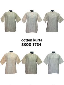 Kurta เสื้อลำลองคอตตอนสำหรับผู้ชาย,เสื้อ Kurta สไตล์อินเดียสีเรียบหรูดูดี - Product Image 3