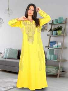 Jalabiya de Dubái para mujer, ropa islámica, jilbab árabe, algodón bordado, último diseño, 2022 - Product Image 3