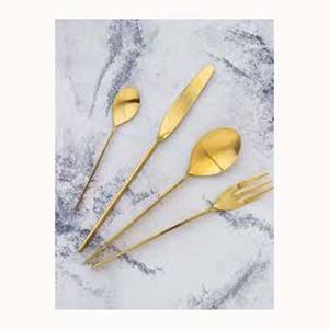 Utensilio para Servir Alimentos, Diseño Moderno y Elegante, Ecológico, Cuchara de Acero Inoxidable Chapada en Oro, Hecha a Mano, con Mango Largo y Delgado - Product Image 1