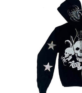 Sweat à capuche élégant et personnalisé DTF DTG avec strass pour hommes pull-over surdimensionné Streetwear sweat-shirt approvisionnement d'usine - Product Image 2