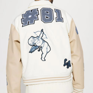 2023 Custom Baseball Bomber <b>Jacket</b> Men 100% Cotton Stand Collar Winter Multiple Embroidery <b>Patch</b> - Product Image 5