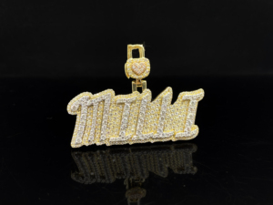 Pendentif de luxe en acier inoxydable plaqué rhodium imitation diamant CZ glacé Hip Hop unisexe - Product Image 2
