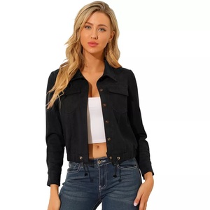 <b>WOMEN'S</b> FAUX LEATHER <b>JACKET</b> <b>SUEDE</b> SPREAD COLLAR BUTTON UP FAUX <b>JACKET</b> <b>WOMEN</b> <b>JACKETS</b> - Product Image 1