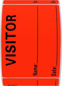 Autocollants pour laissez-passer de visiteur Étiquettes d'identification de nom de visiteur orange Autocollants de 2x3 pouces 300 étiquettes par rouleau - Product Image 4