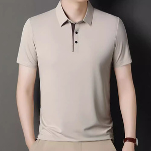 เสื้อโปโลผู้ชายแบบสวมหัวคอปกปานกลางสีทึบใหม่ฟรีโลโก้ฤดูร้อนกำหนดเอง - Product Image 6