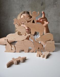 Động vật bằng gỗ xếp chồng và cân bằng đồ chơi-Vườn thú, trang trại, Safari, Úc, động vật biển - Product Image 3