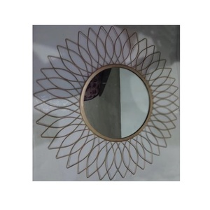 Miroir mural moderne en fil de métal de bonne qualité, décoratif, taille personnalisée, design unique, 2 brother's collection couleur or, vente en gros - Product Image 1