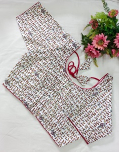 Beau chemisier d'été formel à col en V avec doublure en broderie à imprimé Warli de teinture naturelle Tops modestes par Astar - Product Image 5