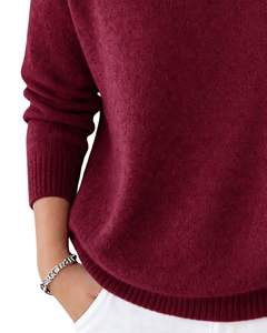 Customized <b>Women</b> Maroon Turtleneck Sweater Wool Acrylic Knit Pullover Long Sleeve Winter <b>Warm</b> Custom Manufacturer OEM Supply - Product Image 5