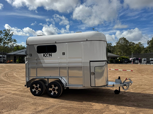 Nouvelle remorque équine en aluminium 2026 pour 2 chevaux, chargement direct, capacité maximale 2000 lb, baie large, tailles 5ft, 14ft, 16FT, 20FT - Product Image 1
