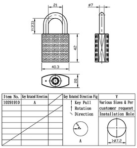 Cadenas à combinaison en acier trempé chromé haute sécurité, anti-corrosion, avec cylindre en laiton, clés de cadenas, marque ABA - Product Image 5