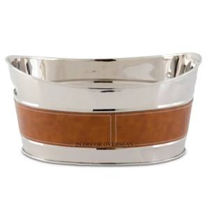 Simple Standard Designer Silver Shiny Polished Premium Quality Metal Made Large Size Beverage Tubs <b>Wine</b> And Ice Bucket Supplies - Product Image 3