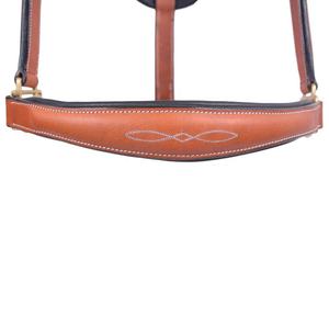 Halter de cuero inglés de lujo, marrón, cuero acolchado suave, herrajes de latón, duradero, cómodo, tachuela ecuestre - Product Image 4