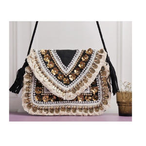 Bolso de mano de noche de lujo para mujer hecho a mano, bolso de mensajero con estampado de leopardo bohemio personalizado, hecho a mano en la India - Product Image 1