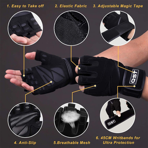 Premium Nylon Half Finger <b>Weightlifting</b> Gloves Padded Palm Wrist Support Breathable Gym Training Heavy Lifting Custom Logo Bulk - Product Image 5