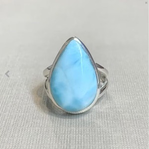 Big Natural Blue Larimar <b>925</b> Sterling <b>Silver</b> Vintage Bezel Setting Gemstone <b>Ring</b> ~ Handmade Engagement Jewelry ~ Gift for Her - Product Image 2