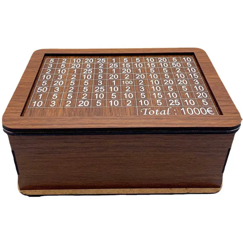 Hot selling 1000 EURO money box Kids wooden crafts money box Coin Saving Storage Wooden piggy bank