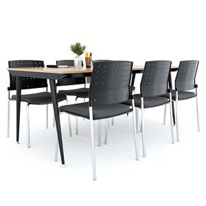 <b>Adjustable</b> Office Furniture Minimalist Conference <b>Table</b> 180x90cm Plywood with Iron <b>Legs</b> HBCO028 - Product Image 4