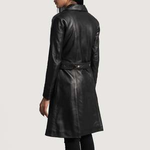 Abrigo Largo de Cuero con Forro de Borrego para Mujer, Color Negro, Estilo Urbano, Impermeable, con Relleno de Lana y Algodón para Otoño, Invierno y Primavera - Product Image 5