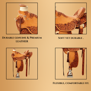 Belle selle en cuir écologique occidental usinée à la main avec ensemble de clous Nouveau design Selle anglaise de style anglais - Product Image 4
