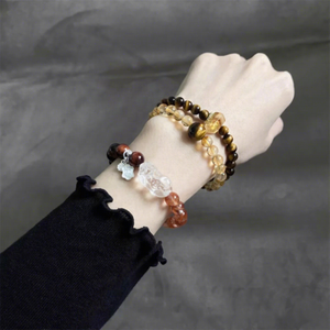 Bracelet en perles hexagonales à double cercle en cristal naturel et strass, protection contre la pauvreté, cadeau, vente en gros, OEM personnalisé - Product Image 4