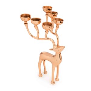 2025 Solid Aluminum Metal Copper Finished Christmas Decor Metal Candle Holder - Product Image 1