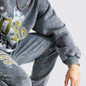 Chándales de invierno informales de estilo Hip Hop para hombre, jersey de peso pesado, Sudadera con capucha, pantalones de chándal, estampado de descarga sólida, capucha acampanada suelta - Product Image 6