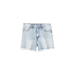 Pantalones cortos de mezclilla de cintura alta para mujer de moda hechos con tela duradera, asegurando una apariencia elegante, opciones de emparejamiento versátiles y comodidad - Product Image 4