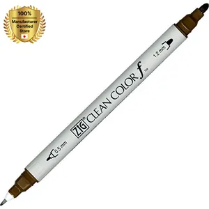 [·库雷图] 库雷图Zig双尖记号笔清洁颜色F，中棕色 (TCS-6000T-065) (5支) 水彩刷笔卡通笔黑色