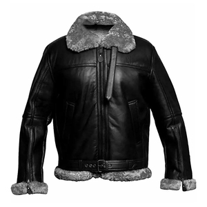 Heavyweight Comfortable Material Unique Style <b>Shearling</b> Leather <b>Jacket</b> Waterproof Custom Logo Regular Size Leather <b>Jacket</b> - Product Image 1